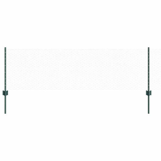 Hexagonal Fence with Post 10 x 0.6 m PVC-Coated Steel Green