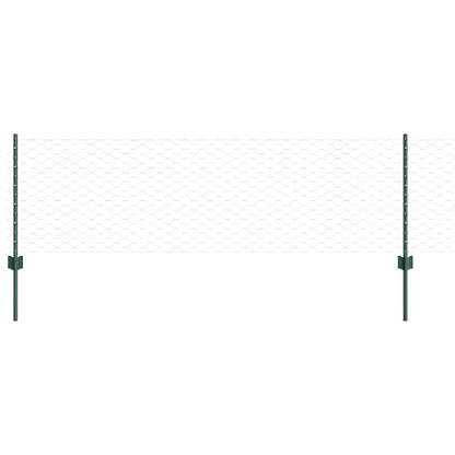 Hexagonal Fence with Post 10 x 0.6 m PVC-Coated Steel Green