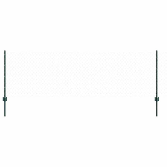 Hexagonal Fence with Post 10 x 0.8 m PVC-Coated Steel Green