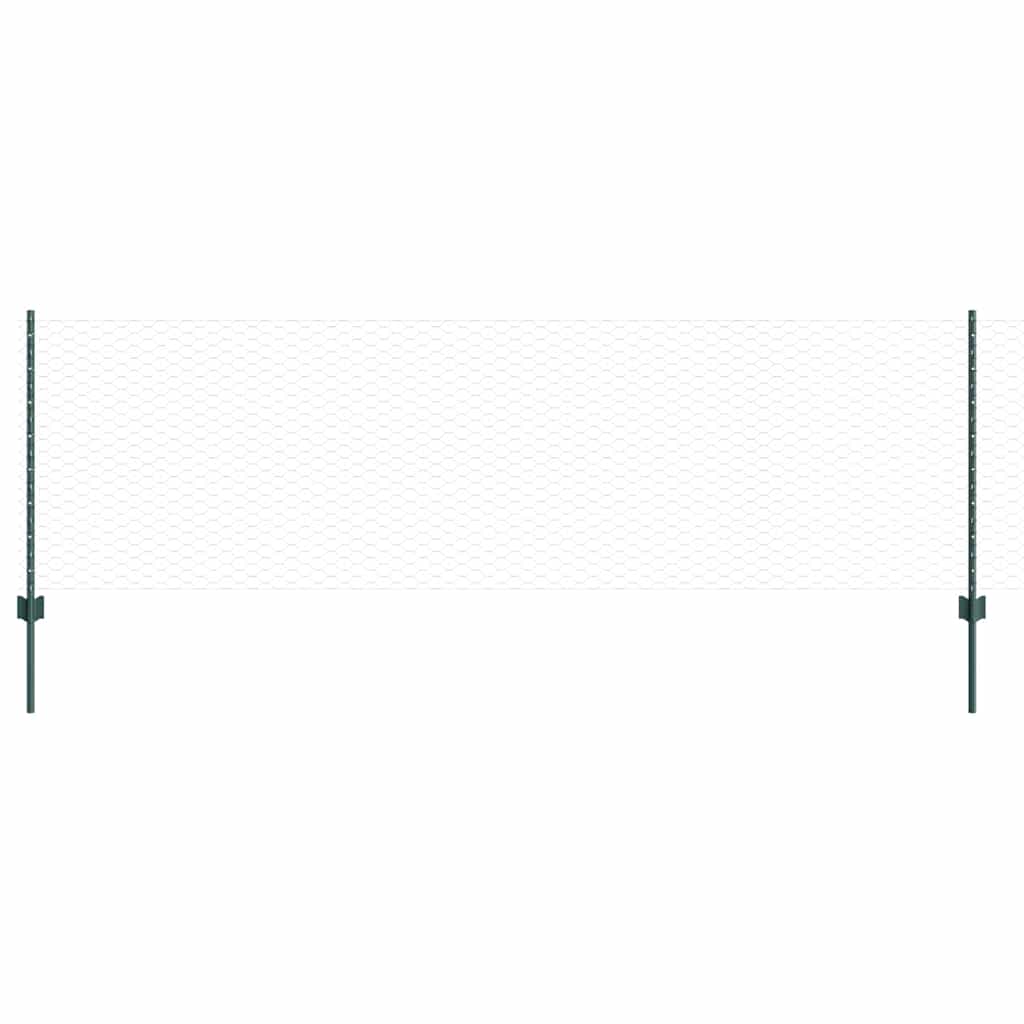 Hexagonal Fence with Post 10 x 0.8 m PVC-Coated Steel Green