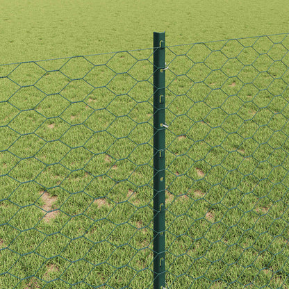 Hexagonal Fence with Post 10 x 1 m PVC-Coated Steel Green Mesh