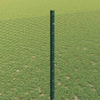 Hexagonal Fence with Post 10 x 1.4 m PVC-Coated Steel Green