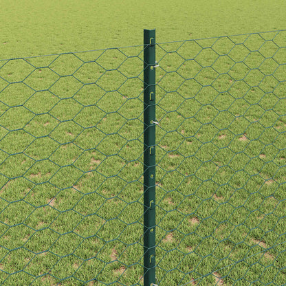 Hexagonal Fence with Post 10 x 1.4 m PVC-Coated Steel Green