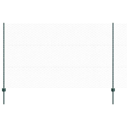 Hexagonal Fence with Post 10 x 1.4 m PVC-Coated Steel Green