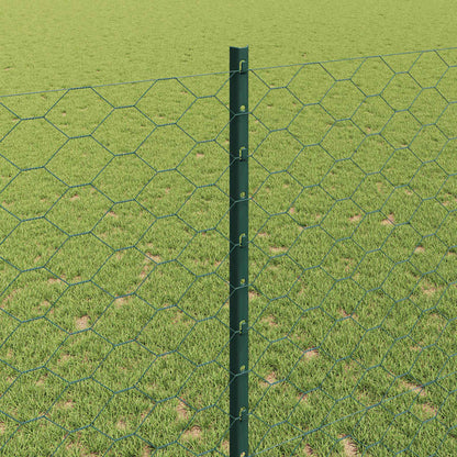 Hexagonal Fence with Post 10 x 1.4 m PVC-Coated Steel Green