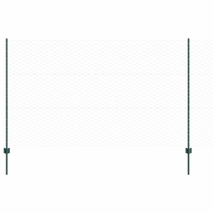 Hexagonal Fence with Post 10 x 1.4 m PVC-Coated Steel Green