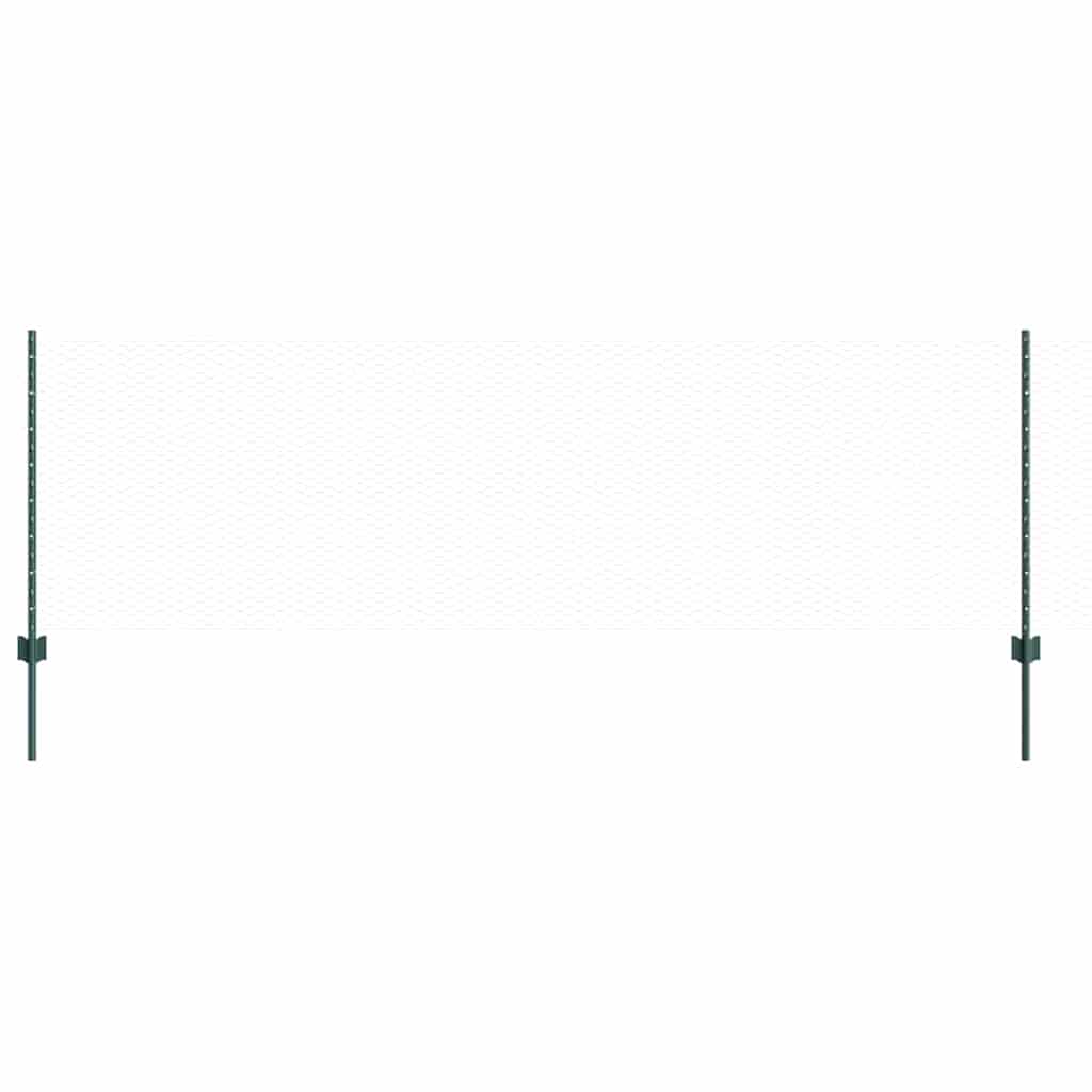 Hexagonal Fence with Post 25 x 0.8 m PVC-Coated Steel Green