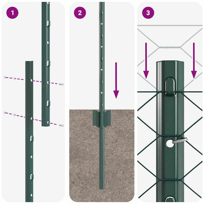 Hexagonal Fence with Post 25 x 1 m PVC-Coated Steel Green Mesh