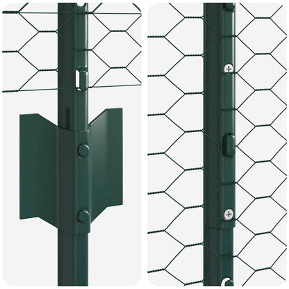 Hexagonal Fence with Post 25 x 1.2 m PVC-Coated Steel Green