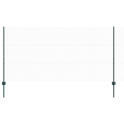 Hexagonal Fence with Post 25 x 1.2 m PVC-Coated Steel Green
