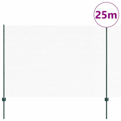 Hexagonal Fence with Post 25 x 1.6 m PVC-Coated Steel Green