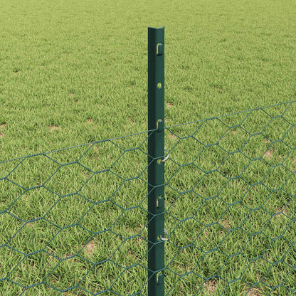 Hexagonal Fence with Post 50 x 0.5 m PVC-Coated Steel Green