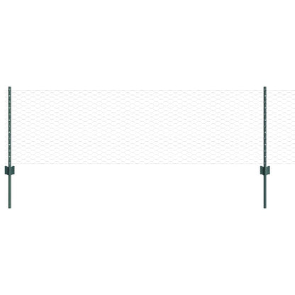 Hexagonal Fence with Post 50 x 0.6 m PVC-Coated Steel Green