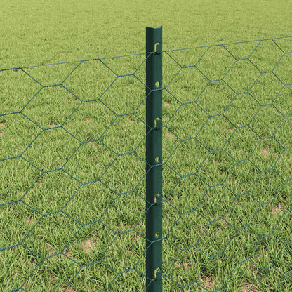 Hexagonal Fence with Post 50 x 0.6 m PVC-Coated Steel Green