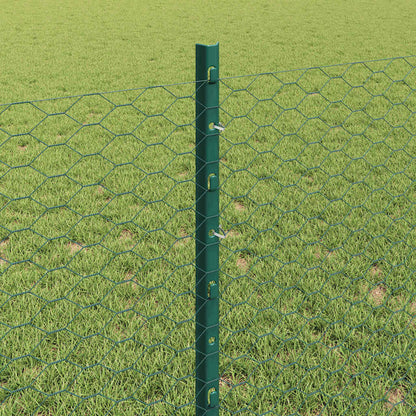 Hexagonal Fence with Post 50 x 0.8 m PVC-Coated Steel Green