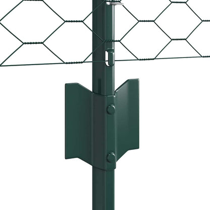 Hexagonal Fence with Post 50 x 0.8 m PVC-Coated Steel Green