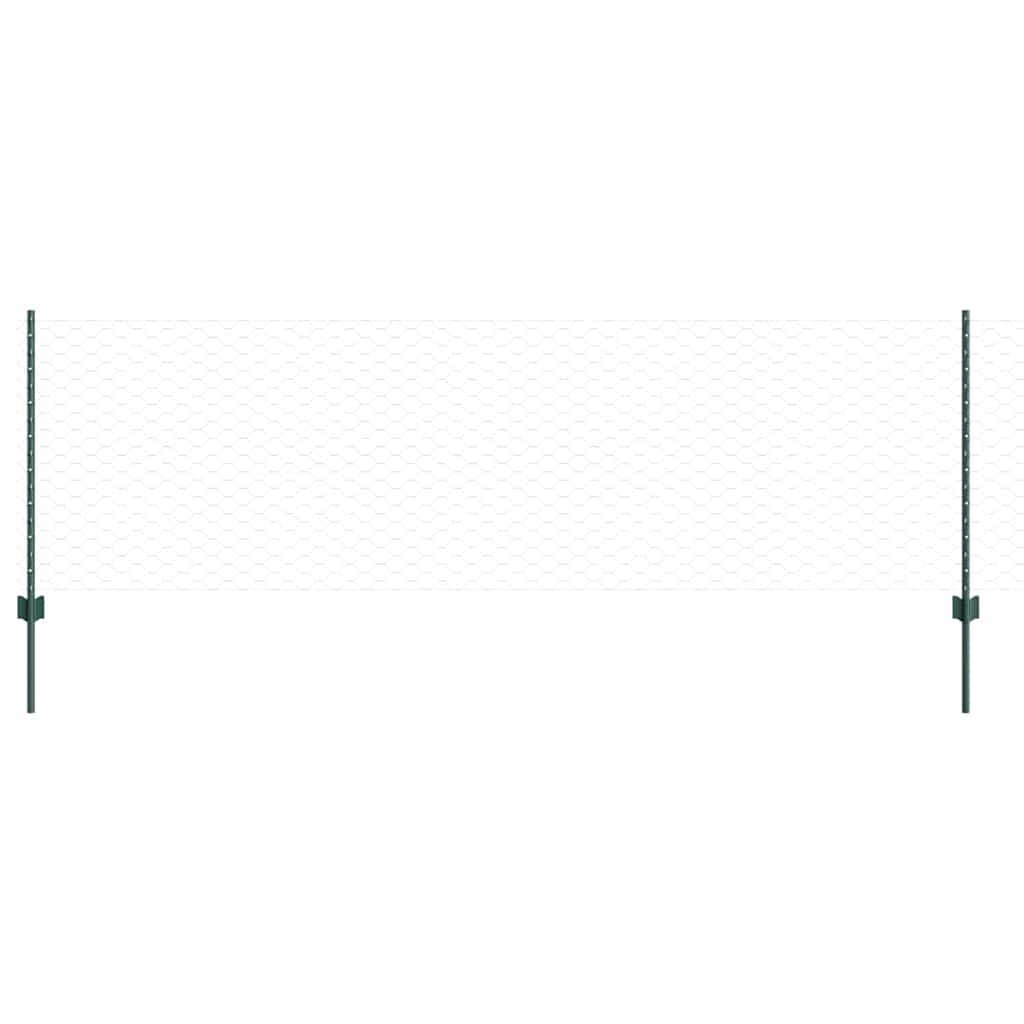Hexagonal Fence with Post 50 x 0.8 m PVC-Coated Steel Green