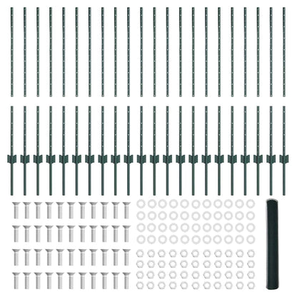 Hexagonal Fence with Post 50 x 1 m PVC-Coated Steel Green Mesh