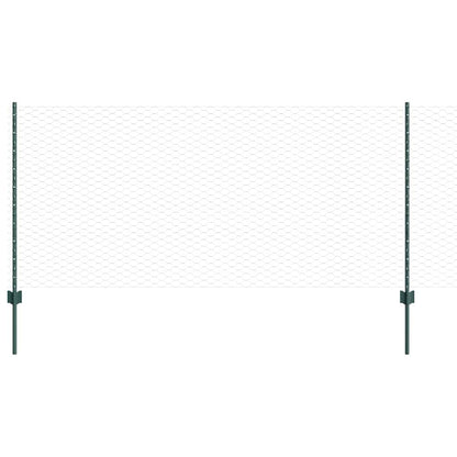 Hexagonal Fence with Post 50 x 1 m PVC-Coated Steel Green Mesh