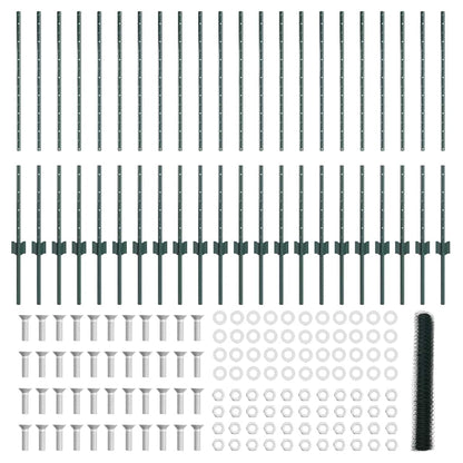Hexagonal Fence with Post 50 x 1 m PVC-Coated Steel Green Mesh