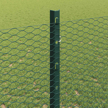 Hexagonal Fence with Post 50 x 1.2 m PVC-Coated Steel Green