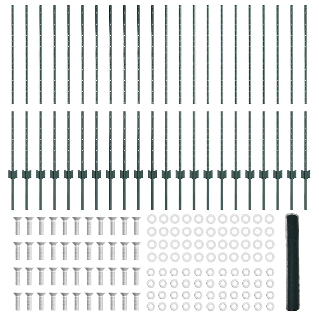 Hexagonal Fence with Post 50 x 1.2 m PVC-Coated Steel Green