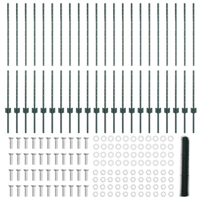 Hexagonal Fence with Post 50 x 1.2 m PVC-Coated Steel Green