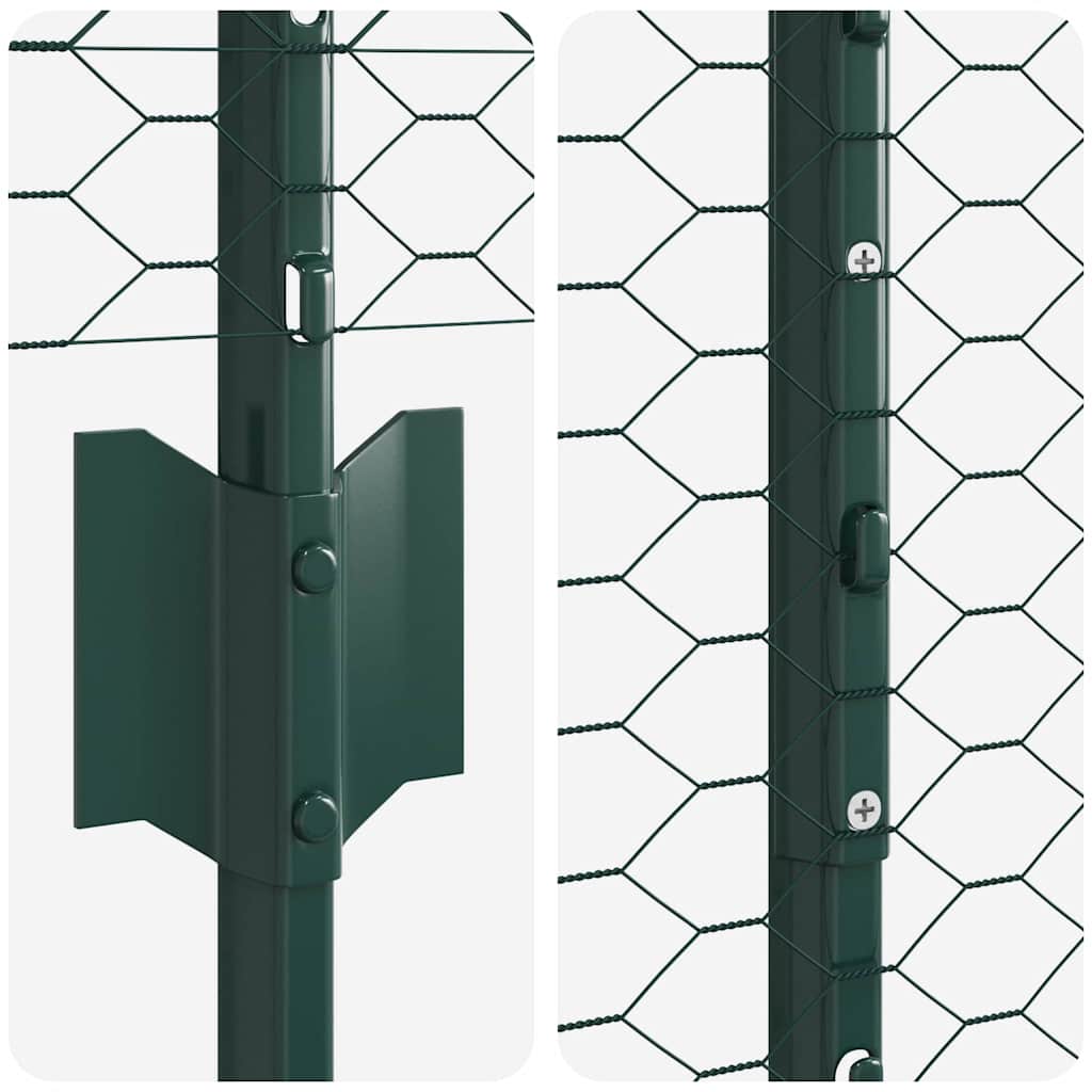 Hexagonal Fence with Post 50 x 1.6 m PVC-Coated Steel Green