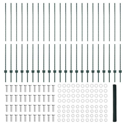 Hexagonal Fence with Post 50 x 1.6 m PVC-Coated Steel Green