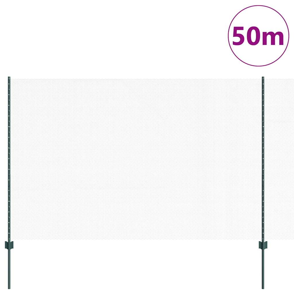 Hexagonal Fence with Post 50 x 1.6 m PVC-Coated Steel Green