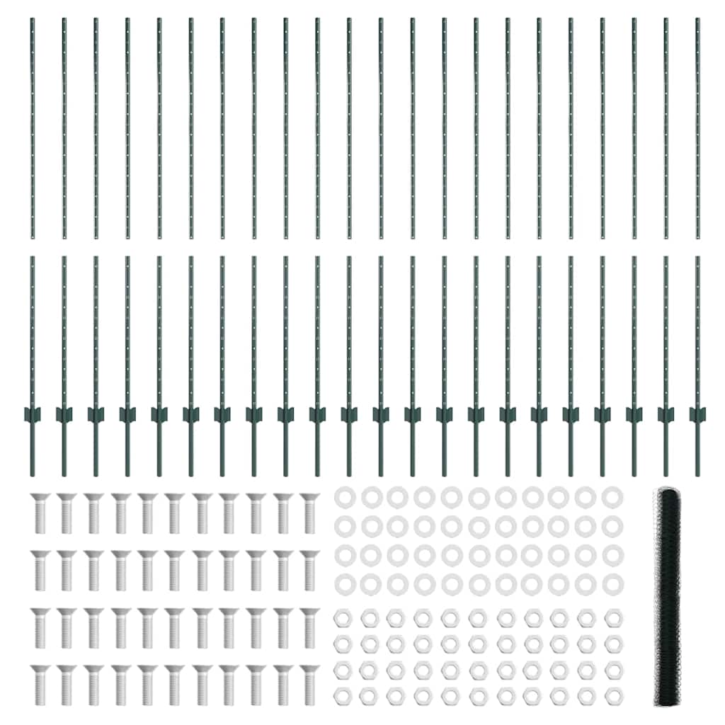 Hexagonal Fence with Post 50 x 1.6 m PVC-Coated Steel Green