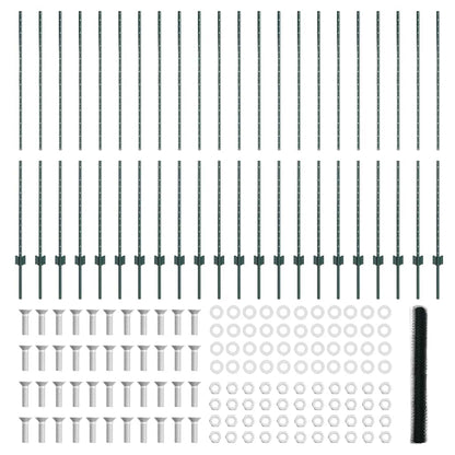 Hexagonal Fence with Post 50 x 1.6 m PVC-Coated Steel Green