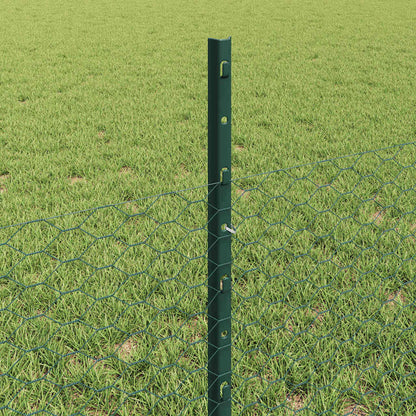 Hexagonal Fence with Post 100 x 0.5 m PVC-Coated Steel Green