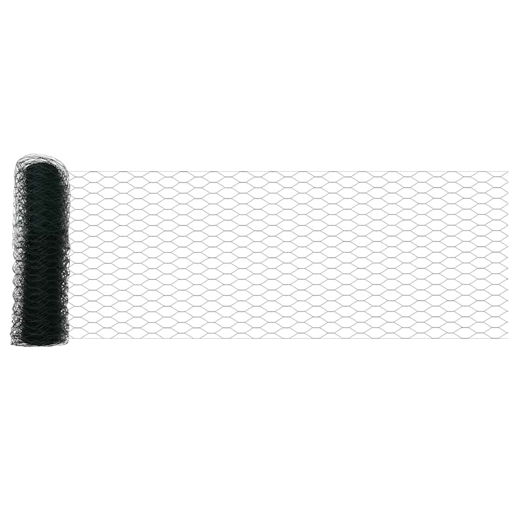 Hexagonal Fence with Post 100 x 0.5 m PVC-Coated Steel Green
