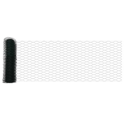 Hexagonal Fence with Post 100 x 0.5 m PVC-Coated Steel Green