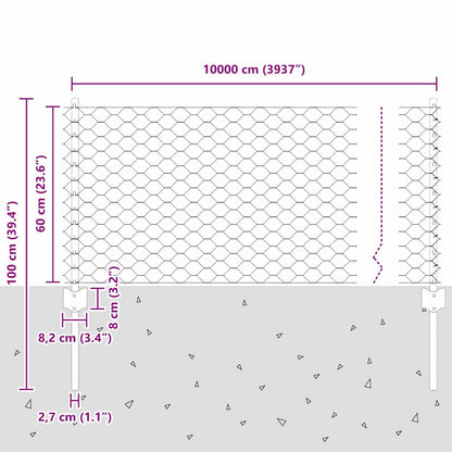 Hexagonal Fence with Post 100 x 0.6 m PVC-Coated Steel Green