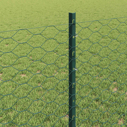 Hexagonal Fence with Post 100 x 0.8 m PVC-Coated Steel Green