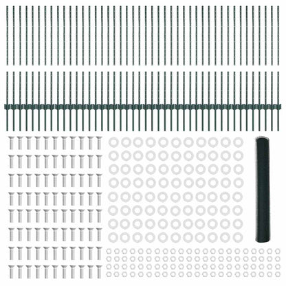 Hexagonal Fence with Post 100 x 1 m PVC-Coated Steel Green Mesh