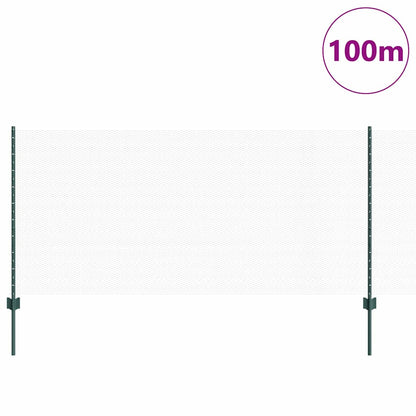 Hexagonal Fence with Post 100 x 1 m PVC-Coated Steel Green Mesh