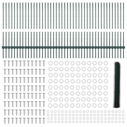 Hexagonal Fence with Post 100 x 1 m PVC-Coated Steel Green Mesh