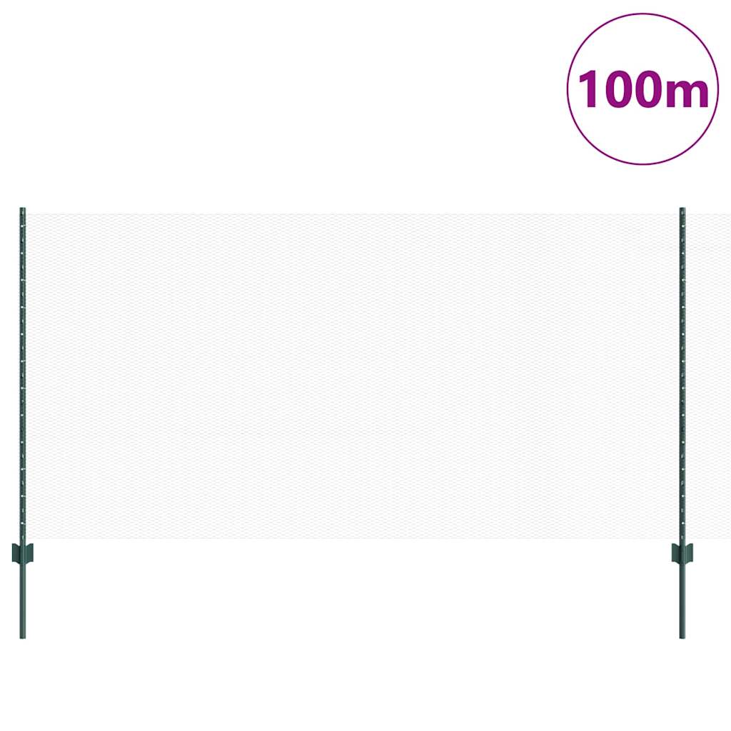 Hexagonal Fence with Post 100 x 1.2 m PVC-Coated Steel Green