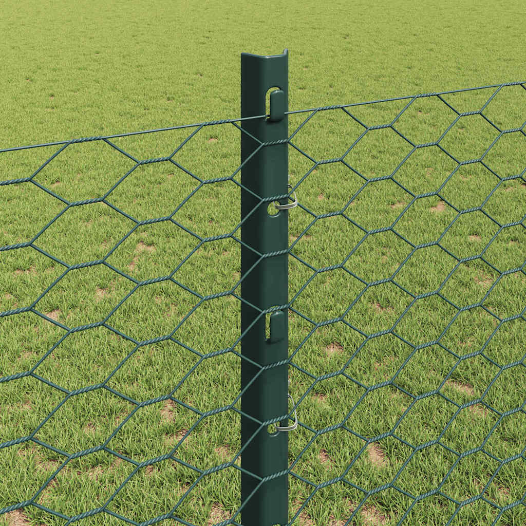 Hexagonal Fence with Post 100 x 1.2 m PVC-Coated Steel Green