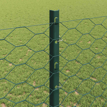 Hexagonal Fence with Post 100 x 1.2 m PVC-Coated Steel Green