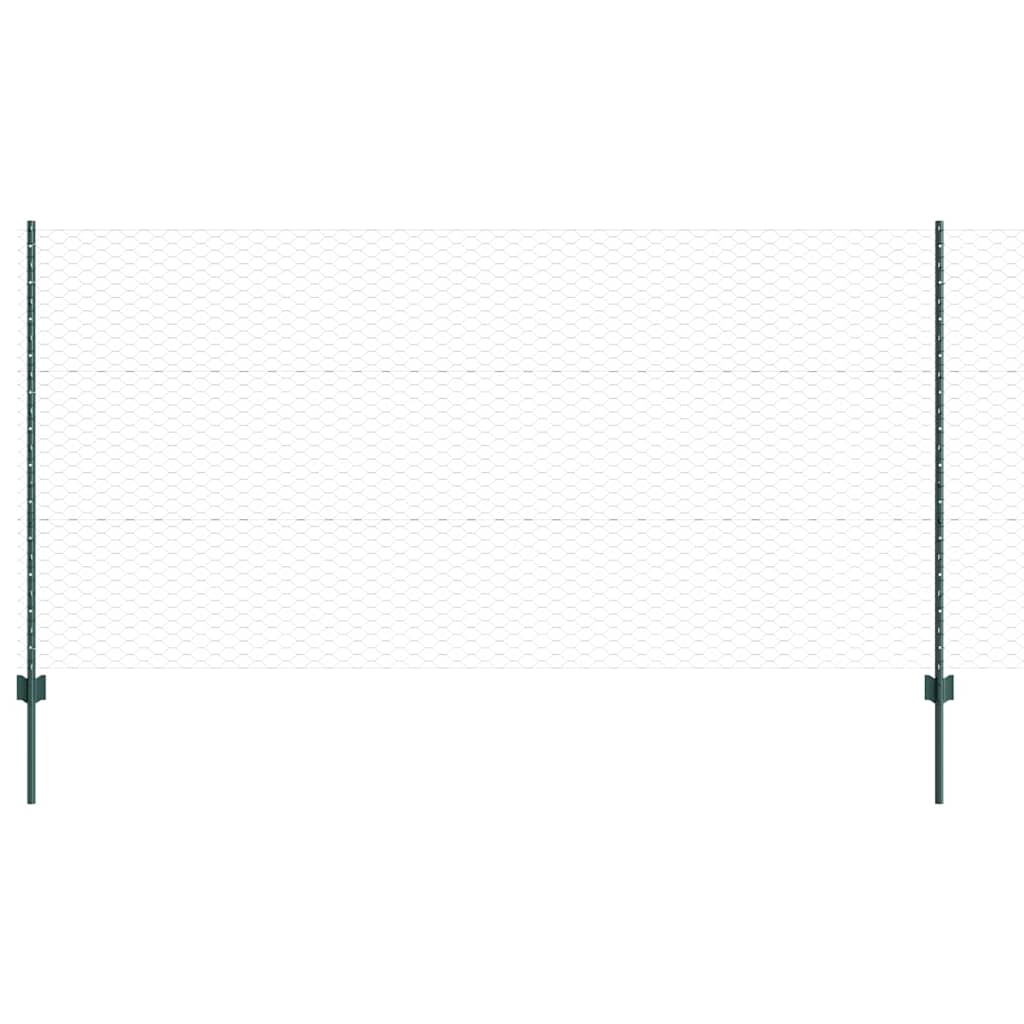 Hexagonal Fence with Post 100 x 1.2 m PVC-Coated Steel Green