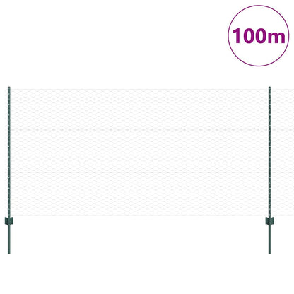 Hexagonal Fence with Post 100 x 1.2 m PVC-Coated Steel Green