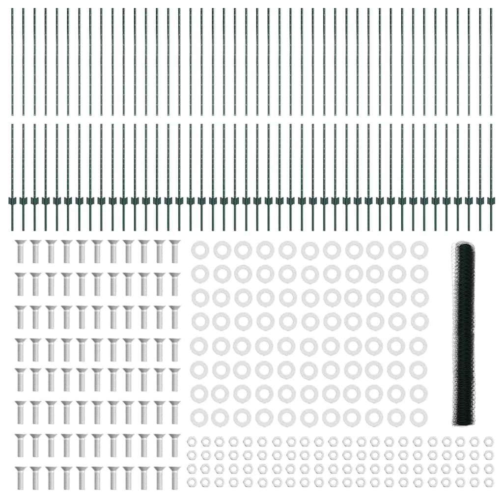 Hexagonal Fence with Post 100 x 1.6 m PVC-Coated Steel Green
