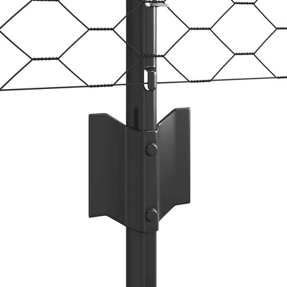 Hexagonal Fence with Post 10 x 0.4 m PVC-Coated Steel Grey Mesh