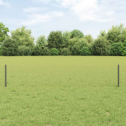 Hexagonal Fence with Post 10 x 0.4 m PVC-Coated Steel Grey Mesh