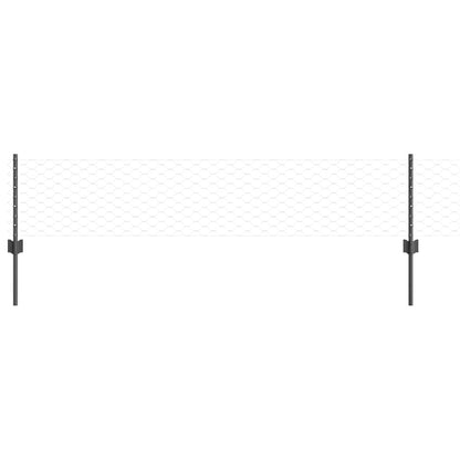 Hexagonal Fence with Post 10 x 0.4 m PVC-Coated Steel Grey Mesh
