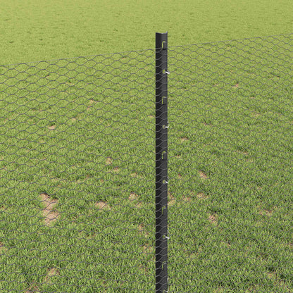 Hexagonal Fence with Post 10 x 1 m PVC-Coated Steel Grey Mesh